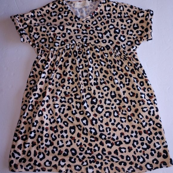 Leopard Print Baby Doll Top With Short Sleeves , Cheetah Top Girls Various NWT - Picture 14 of 16